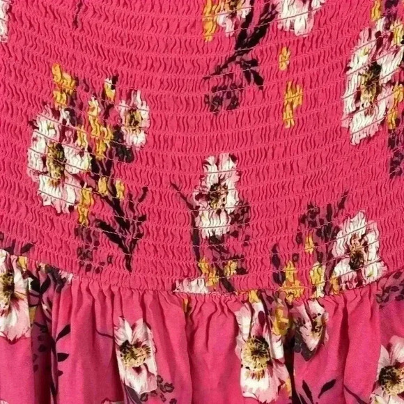 Torrid Women’s Floral Dress Pink 1 Baby Doll Smocked Mini Gathered Bell Sleeves - Picture 4 of 9